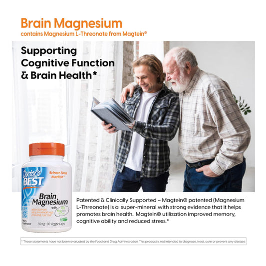 LowCostPH| Doctor's Best, Brain Magnesium with Magtein, 150 mg, 90 Veggie Caps (50 mg per Capsule)