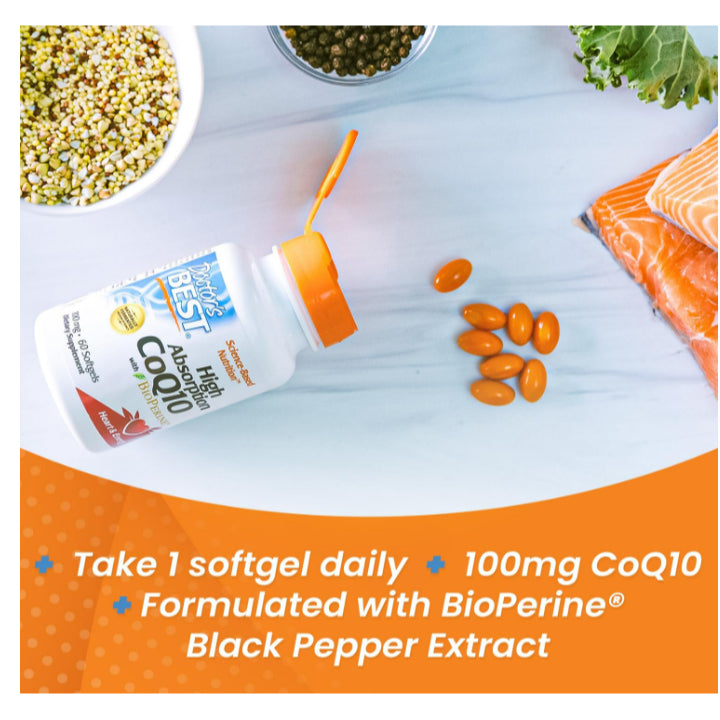 LowCostPH| Doctor's Best High Absorption CoQ10 with BioPerine, Gluten Free Naturally Fermented, Hear