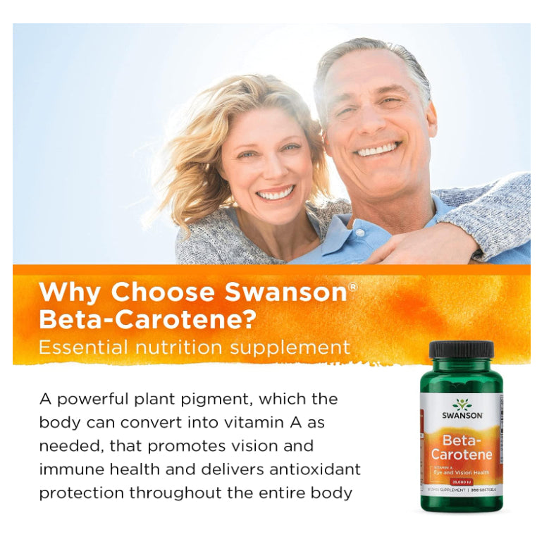 Swanson Ph | Swanson, Beta Carotene, 25,000 IU (7,500 mcg RAE), 300 Softgels Eye and Vision Health