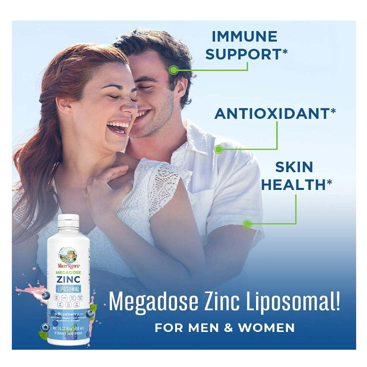 LowCOstPH| MaryRuth's, Megadose Zinc Liposomal, Blueberry, 15.22 fl oz (450 ml)