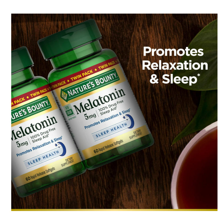 LowCostPh | Nature's Bounty, Melatonin, 1 mg, 3mg, 5mg, 10mg 100% Drug Free SleepAid, for Vegetarian