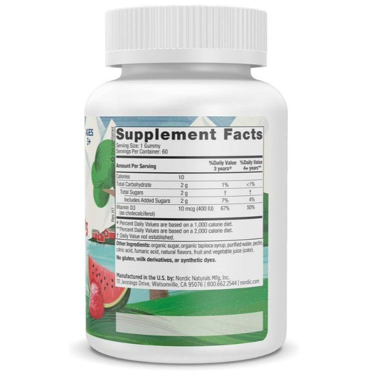 LowCostPh | Nordic Naturals, Vitamin D3 Gummies Kids, Wild Watermelon, 400 IU, D3 Gummies, 25 mcg