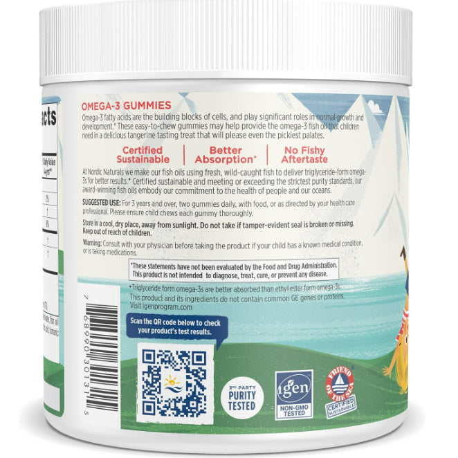 LowCostPh | Nordic Naturals, Nordic Omega-3 Gummies, Tangerine, 82 mg, Fishes Gummies | MultiVitamin