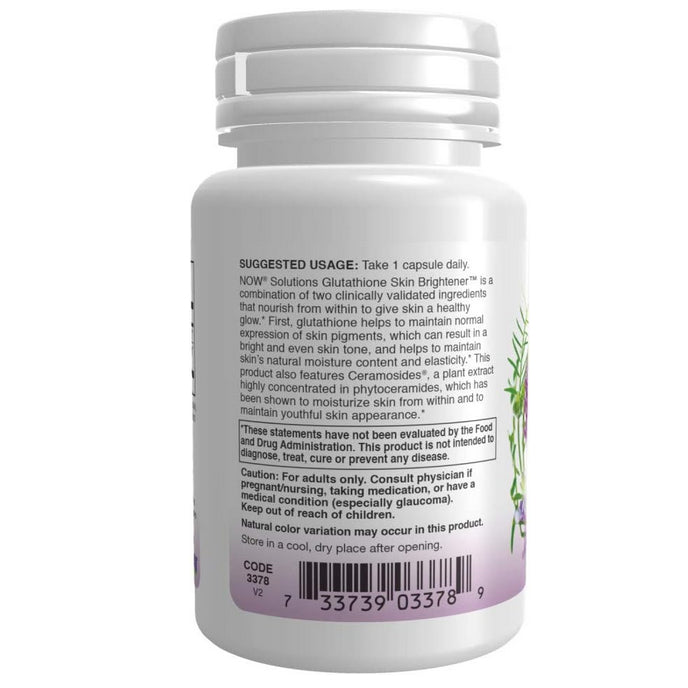 LowCost PH|  NOW Foods, Solutions, Glutathione Skin Brightener, 30 Veg Capsules