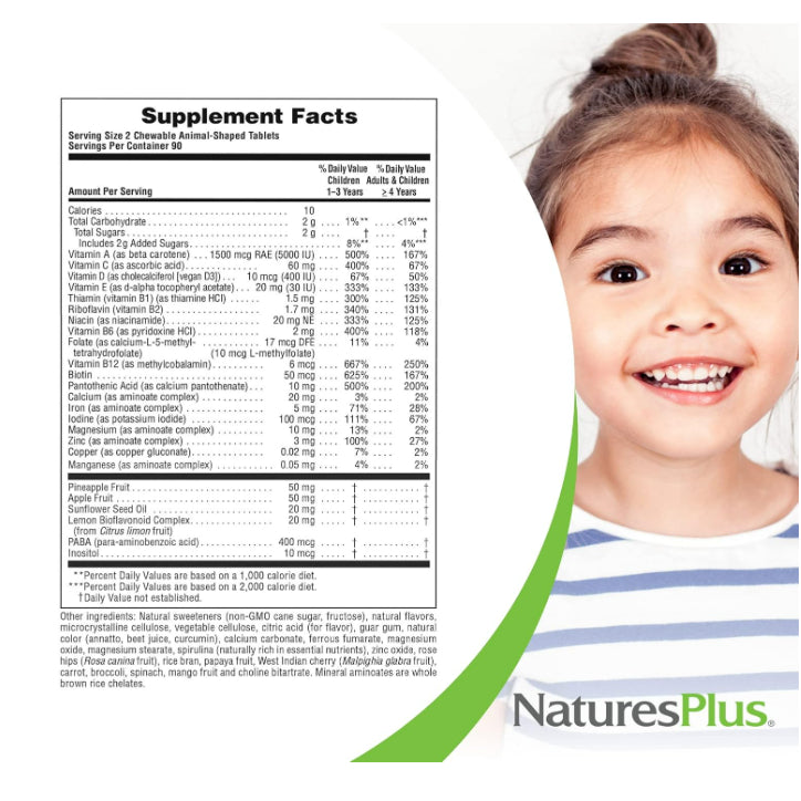 LowCostPh | NaturesPlus, Animal Parade Gold, Children's Chewable Multivitamin, Cherry,Grape & Orange