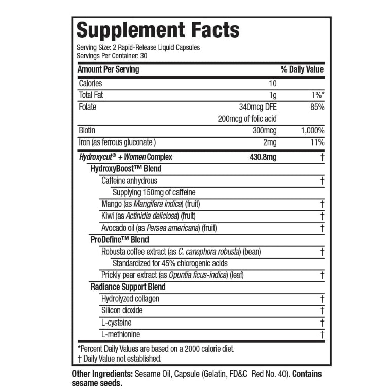 USAOnhand| Hydroxycut + Women Pills with Biotin & Collagen | Hair Nails and Skin Vitamins | Iron Sup