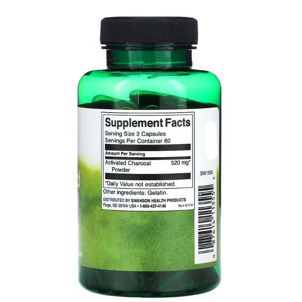 SwansonPh | Swanson, Activated Charcoal, 260 mg, 120 Capsules, Ease Occasional Gas and Bloating