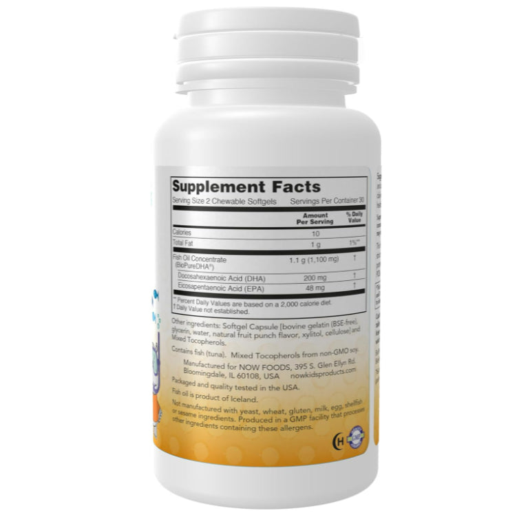 LowCostPH| NOW Supplements, DHA Kids 100 mg, Supports Brain Health*, Fruit Flavor, 60 Chewable Softg