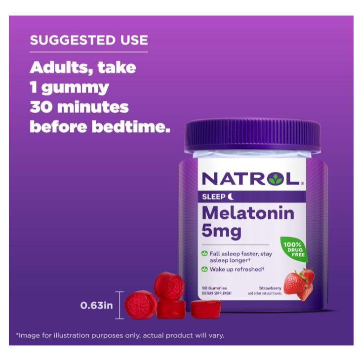 LowCostPh | Na trol, Melatonin 5mg, for Restful Sleep,5mg Strawberry-Flavored Gummies for Adult