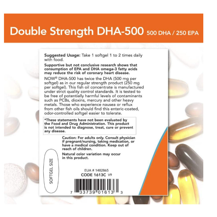 LowCostPH | Now, DHA-500/EPA-250, Double Strength, 180 Softgels Double Strength500 DHA EPA