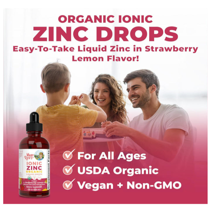 LowCostPH | MaryRuth's, Organic Ionic Zinc Liquid Drops, Strawberry Lemon, 4 fl oz (120 ml) 6mos+