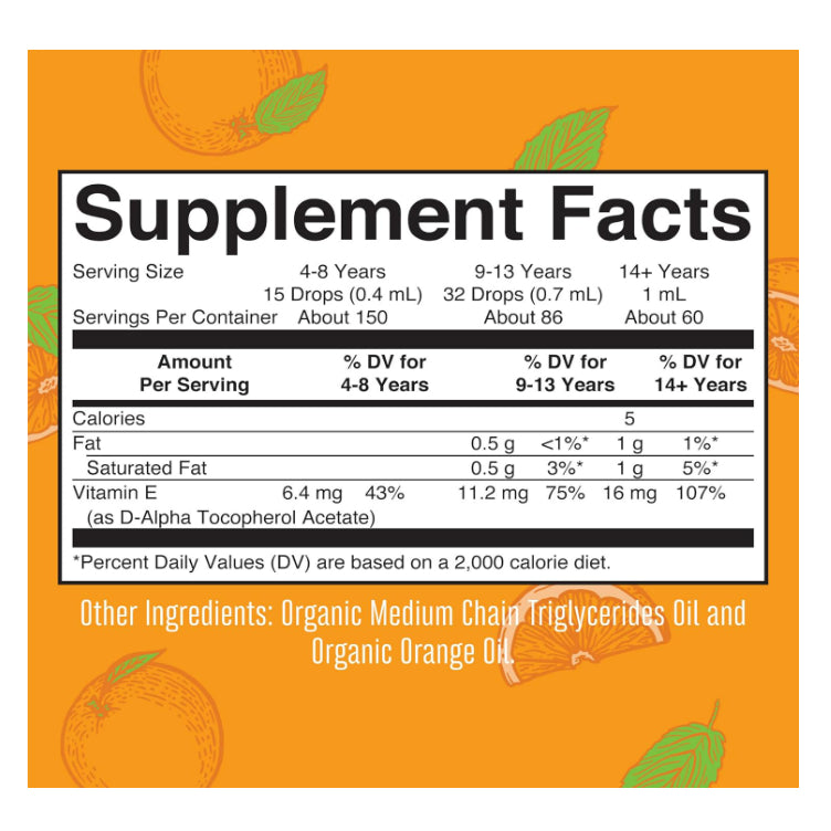 LowCostPH| MaryRuth's, Organic Vitamin E Liquid Drops, Orange, 2 fl oz (60 ml) 4years +