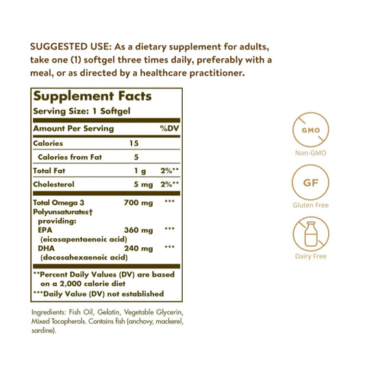 LowCostPh | Solgar, Omega 3 Fish Oil Concentrate, | Omega-3, EPA & DHA, Double Strength, 700 mg,