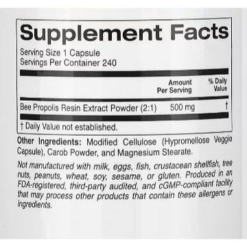 LowCostPH| California Gold Nutrition, Bee Propolis 2X, Concentrated Extract, 500 mg, 240 Veggie Caps