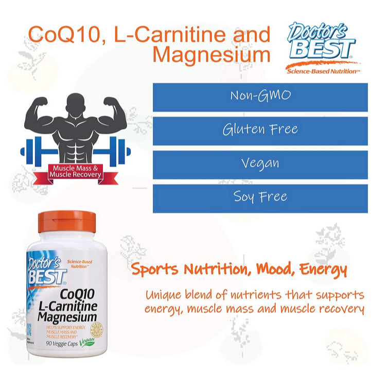 LowCost PH| Doctor's Best Coq10/l-Carnitine/Magnesium Unique Blend, Supports Energy, Muscle Mass