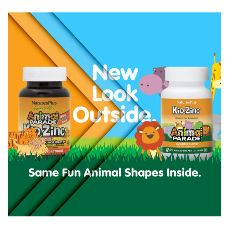 LowCostPH | NaturesPlus Animal Parade KidZinc, Tangerine Flavor - 90 Animal-Shaped Lozenges - Organi