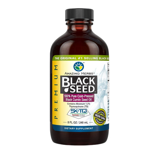 USAOnhand| Amazing Herbs, Black Seed, 100% Pure Cold-Pressed Black Cumin Seed Oil, 4 fl oz (120 ml)