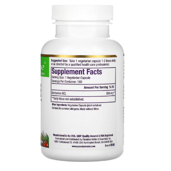 LOwCostPh | Paradise Herbs, Berberine Extract, 60 | 180 Vegetarian Capsules