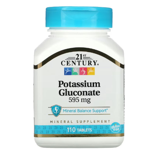 LowCostPh | 21st Century, Potassium Gluconate, 595 mg, 110 Tablets, Mineral Balance Support