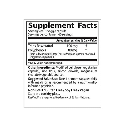 LowCost| Doctor's Best, Trans-Resveratrol with Resvinol, non-gmo, vegan, Gluten Free, 100mg|200mg