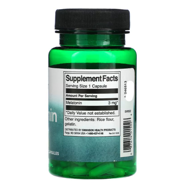 LowCostPH | Swanson, Melatonin, 3mg 1mg Capsule. Encourages Healthy Sleep Patterns. Sleep Support