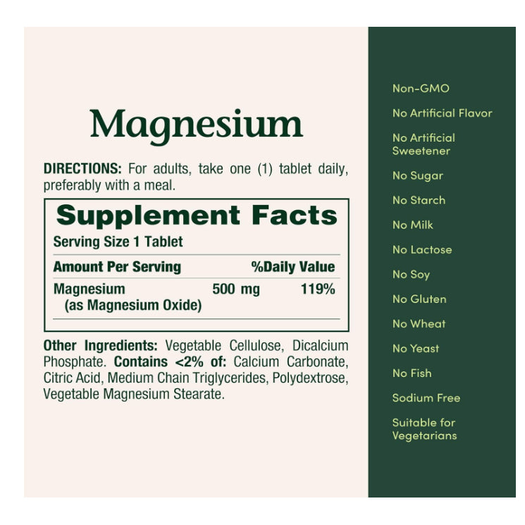 Low Cost PH | Nature's Bounty Magnesium, 500 mg, 200 Coated Tablets