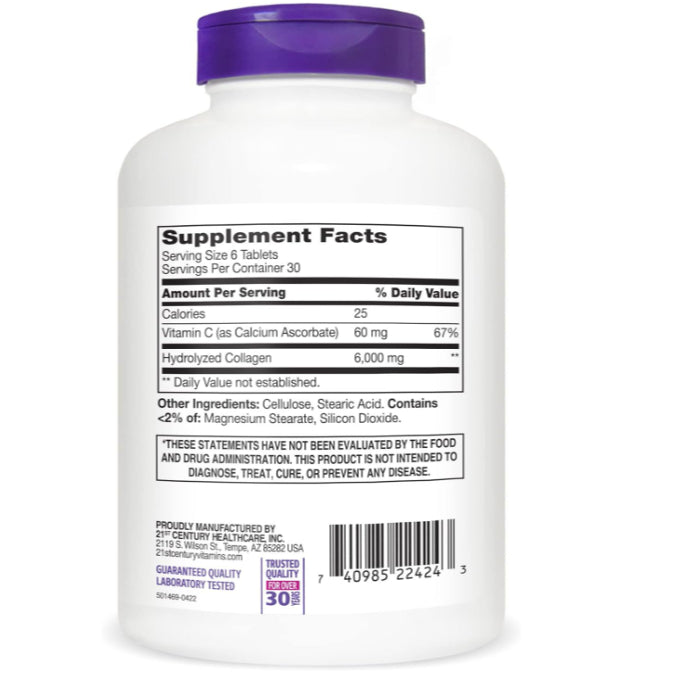 LowCostPh | 21st Century, Super Collagen Plus Vitamin C, 6,000 mg, 180 Tablets (1,000 mg per Tablet)