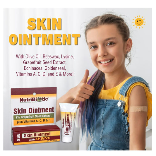LowCostPH | NutriBiotic, Skin Ointment, 2% Grapefruit Seed Extract with Lysine, 0.5 fl oz (15 ml)