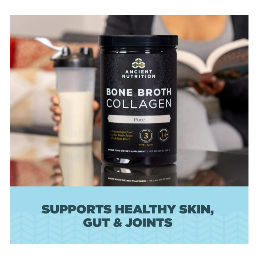 LowCostPH| Ancient Nutrition, Bone Broth Collagen, Pure, 15.9 oz (450 g) Beauty & Anti-Aging Support