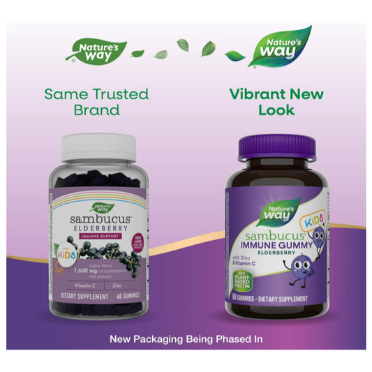 LowCostPh | Nature's Way, Sambucus Gummies, Standardized Elderberry, For Adult and Kids 60 Gummies