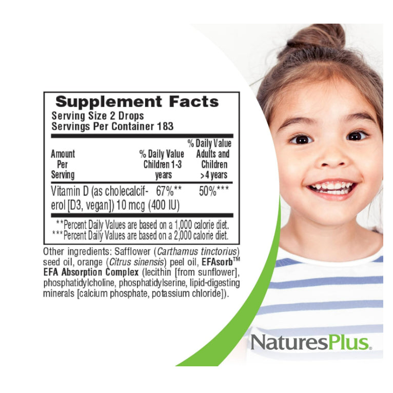 LowCostPh | Natural Factors, NaturesPlus Animal Parade, Vitamin D3 for Kids, 10 mcg (400 IU) | Drops
