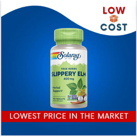 LowCostPh | SOLARAY Slippery Elm Bark Capsules (Ulmus Rubra) 400 mg - Soothing Herbal Support