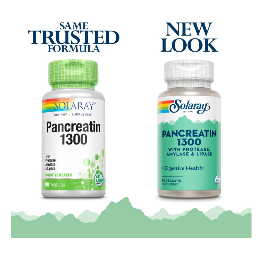 LowCostPH | Solaray, Pancreatin 1300, 90 VegCaps, With Protease, Amylase & Lipase Digestive Health