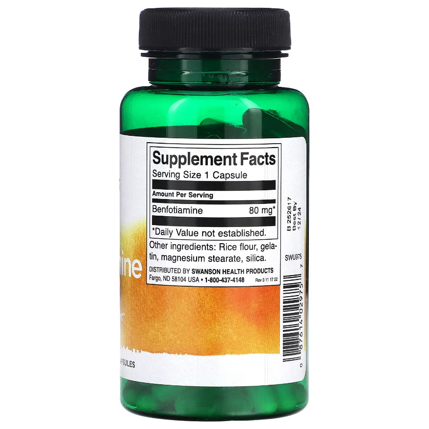 USA Onhand | Swanson, Benfotiamine, 80 mg, 120 Capsules ( Blood Sugar Support )