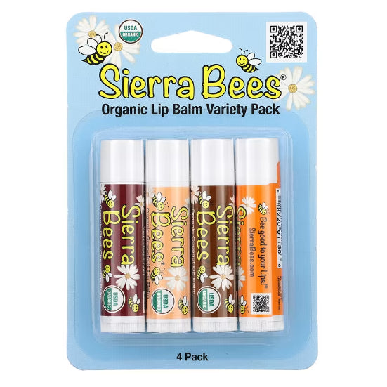 LowCostPh | Sierra Bees, Organic Lip Balm Variety Pack, 4 Pack, 0.15 oz (4.25 g) Each