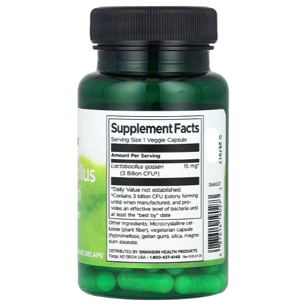 SwansonPh | Swanson Lactobacillus Gasseri, 3 Billion, Rhamnosus With FOS, 5 Billion Digestive Health