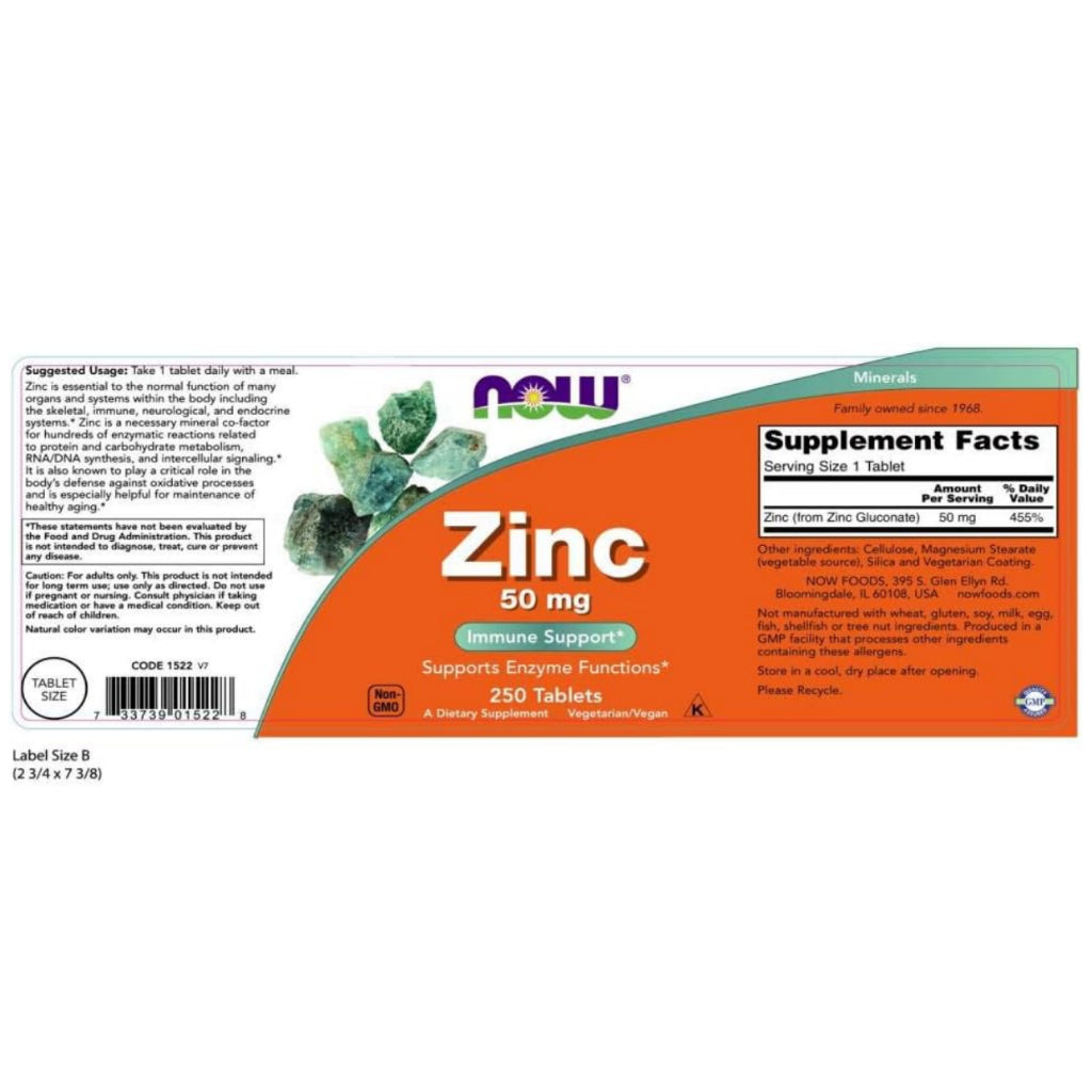 LowCostPh | NOW Foods, Zinc, 50 mg, 250 Tablets | Zinc Glycinate, 50 mg, 120 Softgels