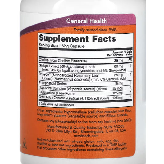 LowCostPH | Now Foods, Brain Attention Brain Elevate Cognitive Support