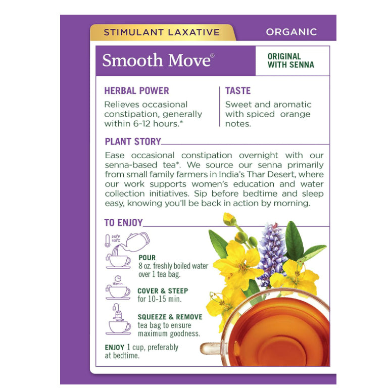 LowCostPH | Organic Smooth Move, Tulsi, Ginger, Healthy Cycle, 16 Wrapped Tea Bags, 1.13 oz (32 g)