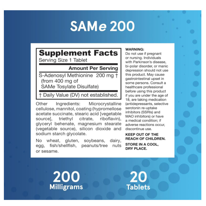 LowCostPh | Doctor's Best, SAMe (Disulfate Tosylate), 200 / 400 mg, 60 Enteric Coated Tablets