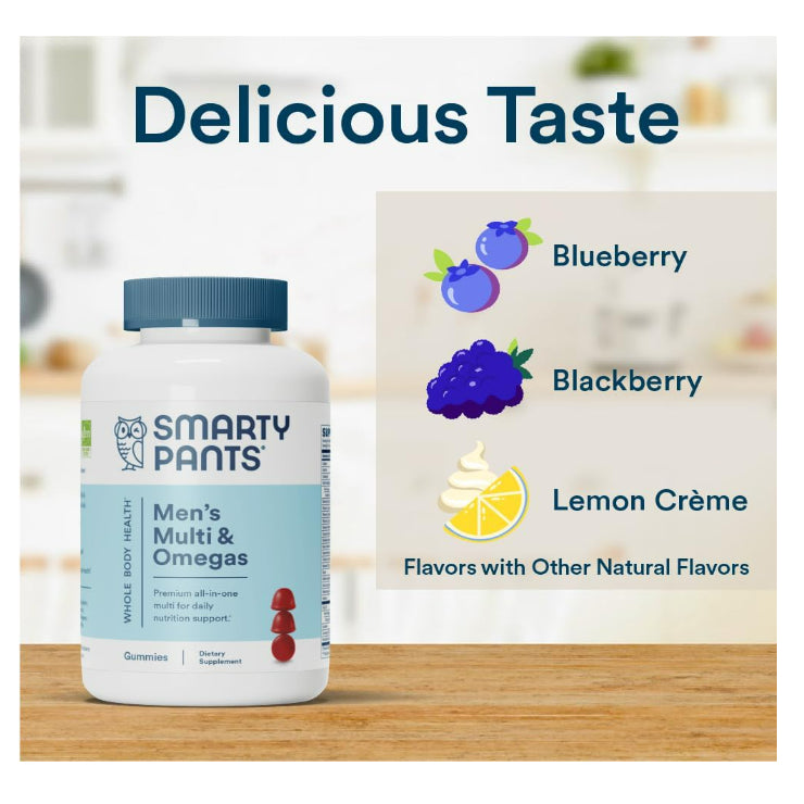 LowCost PH| SmartyPants, Men's Multi & Omegas Gummies, Lemon Creme, Blueberry and Blackberry, 180 Gu