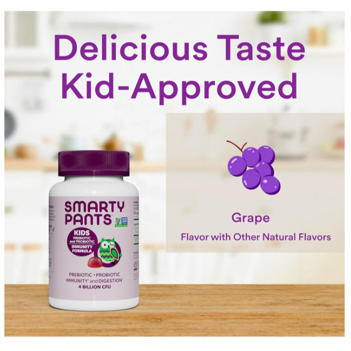 LowCost PH| SmartyPants, Kids Prebiotic and Probiotic, Immunity Formula, Vegan Grape, 4 Billion CFU