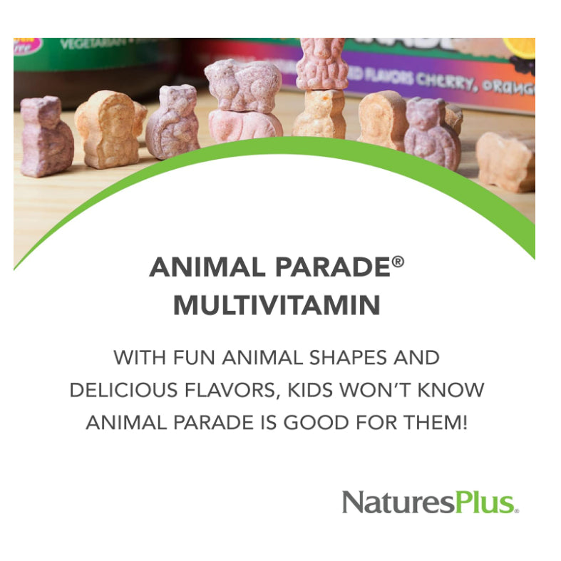 LowCostPh | NaturesPlus, Animal Parade Gold, Children's Chewable Multivitamin, Cherry,Grape & Orange