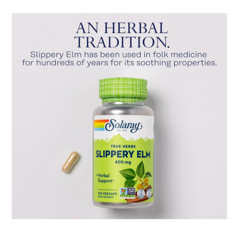 LowCostPH | SOLARAY Slippery Elm Bark Capsules (Ulmus Rubra) 400 mg - Soothing Herbal Support