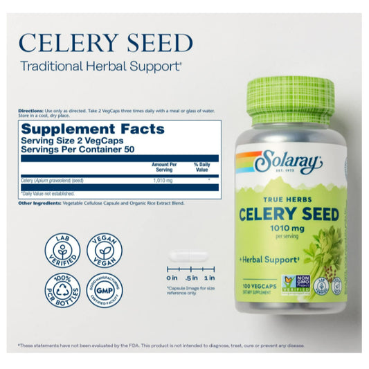 LowCost PH| Solaray, Celery Seed, 1,010 mg, 100 VegCaps (505 mg per Capsule)
