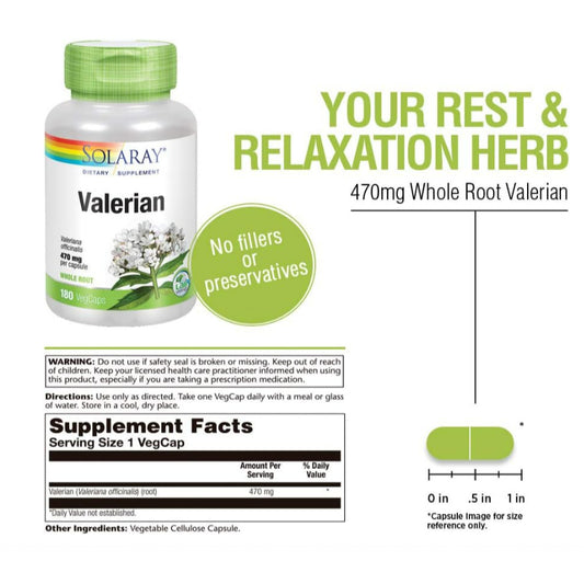 LowCost PH| Solaray, True Herbs, Valerian, 470 mg, 100 VegCaps