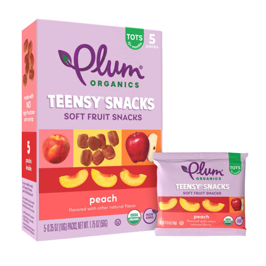 Lowcostph |Plum Organics, Teensy Soft Fruit Snacks, Tots, Berry, Peach, 5 Packs, 0.35 oz (10 g) Each