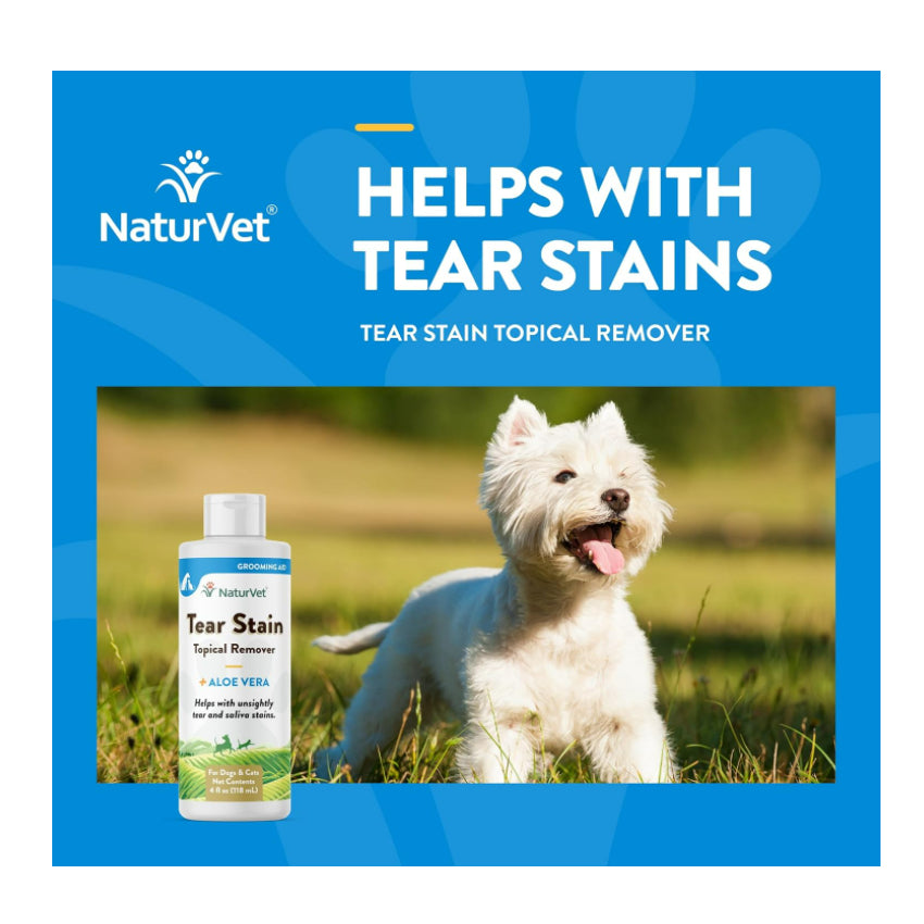 USAOnhand| NaturVet, Tear Stain, Topical Remover + Aloe Vera, For Dogs & Cats, 4 fl oz (118 ml)