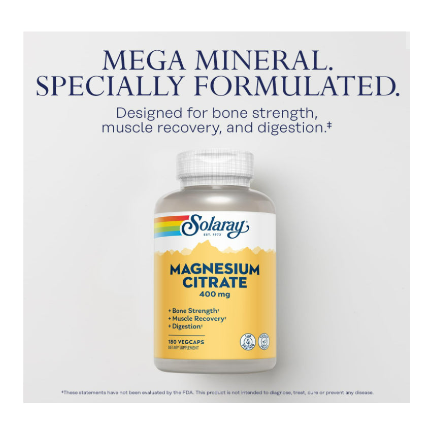 USAOnhand| Solaray, Magnesium Citrate, 133 mg, 180 VegCaps | Magnesium Glycinate