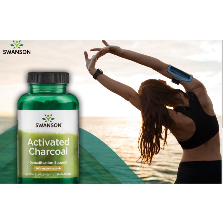 SwansonPh | Swanson, Activated Charcoal, 260 mg, 120 Capsules, Ease Occasional Gas and Bloating